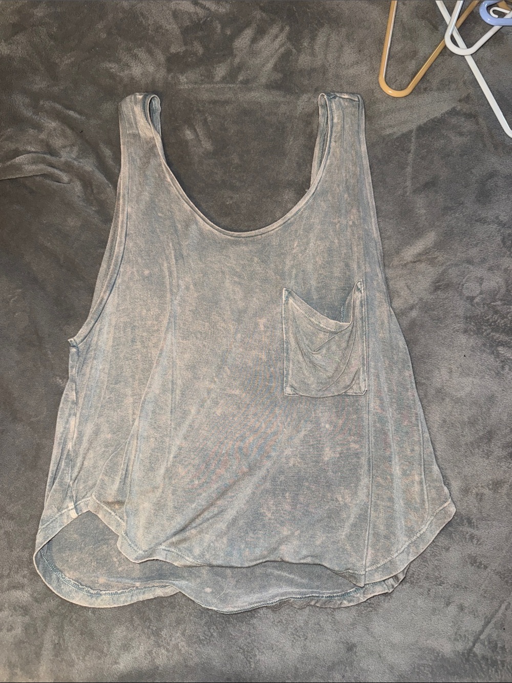 Me to We Light Washed Blue Scoop Neck Pocket Tank